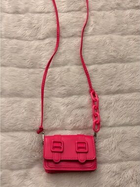 Bright Pink Mini Crossbody Bag with Buckle Detail